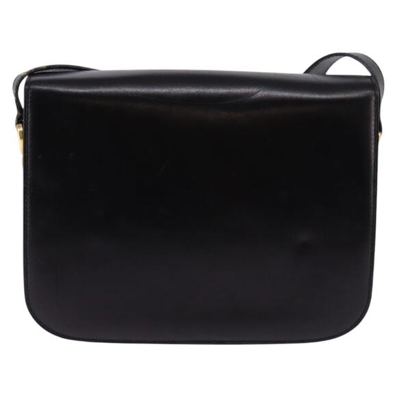 CELINE Horsebit Shoulder Bag Leather Black Gold - Picture 3 of 12
